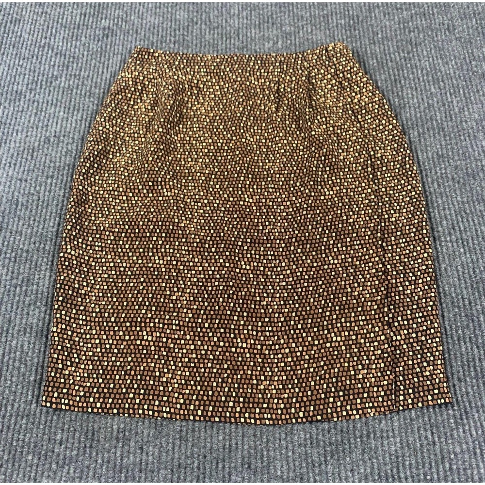 Liz Claiborne Skirt Womens 4 Brown Lightweight Zip Up Short Abstract Y2K BOHO